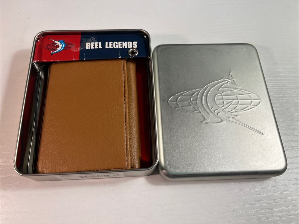 Reel Legends Genuine Premium Leather Trifold Wallet Textured Tan Finish New